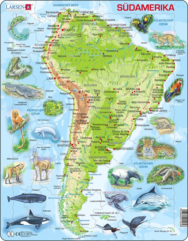 A25 - South America Topographic Map (German)
