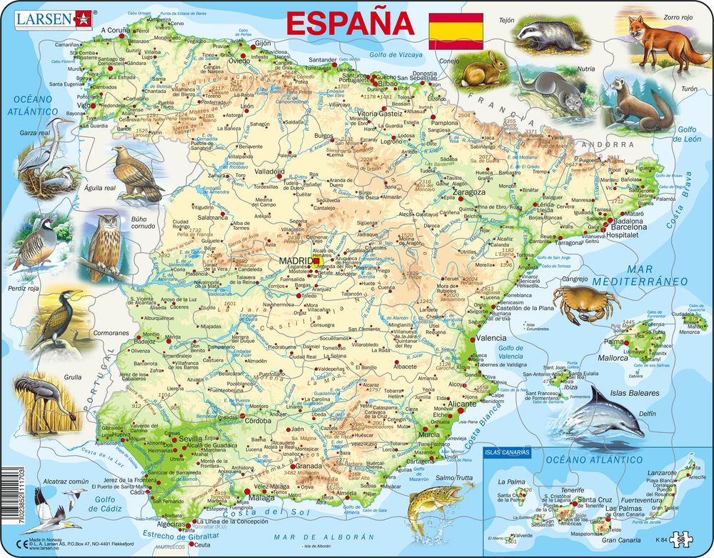 K84 - Spain Physical Map (Spanish)