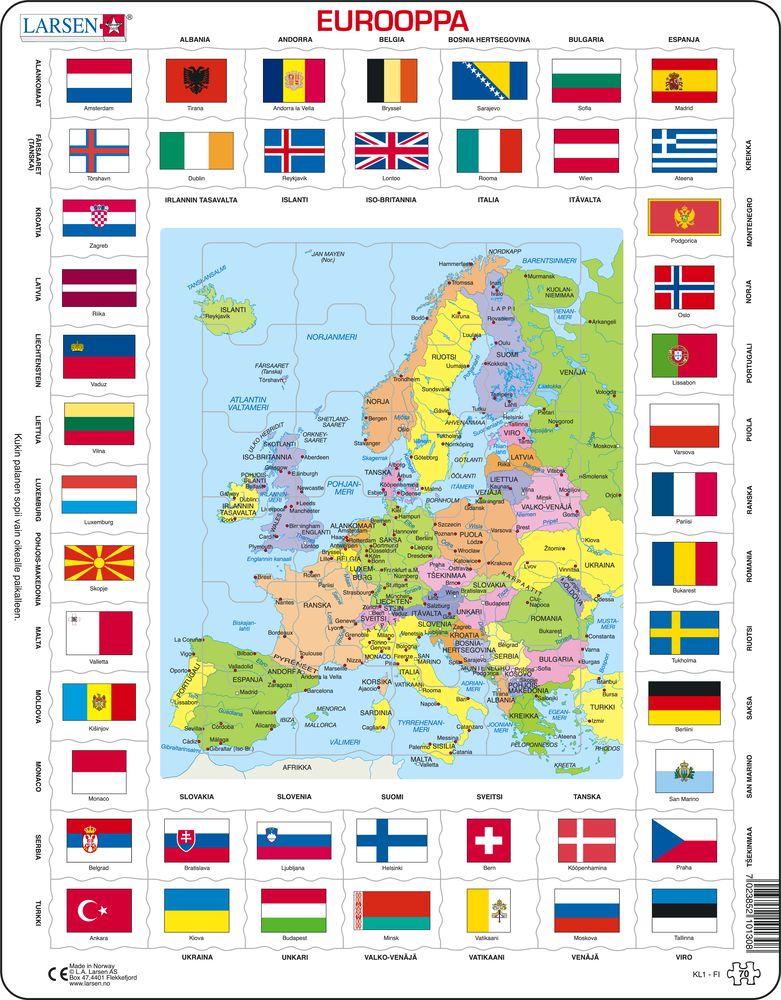 KL1 - Flags and Political Map of Europe (Finnish)