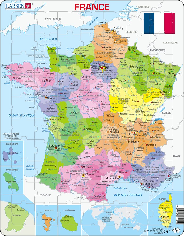 A5 - France Political Map (French)