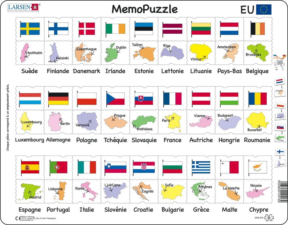GP2 - MemoPuzzle: Names, Flags and Capitals of 27 EU Member States (French)