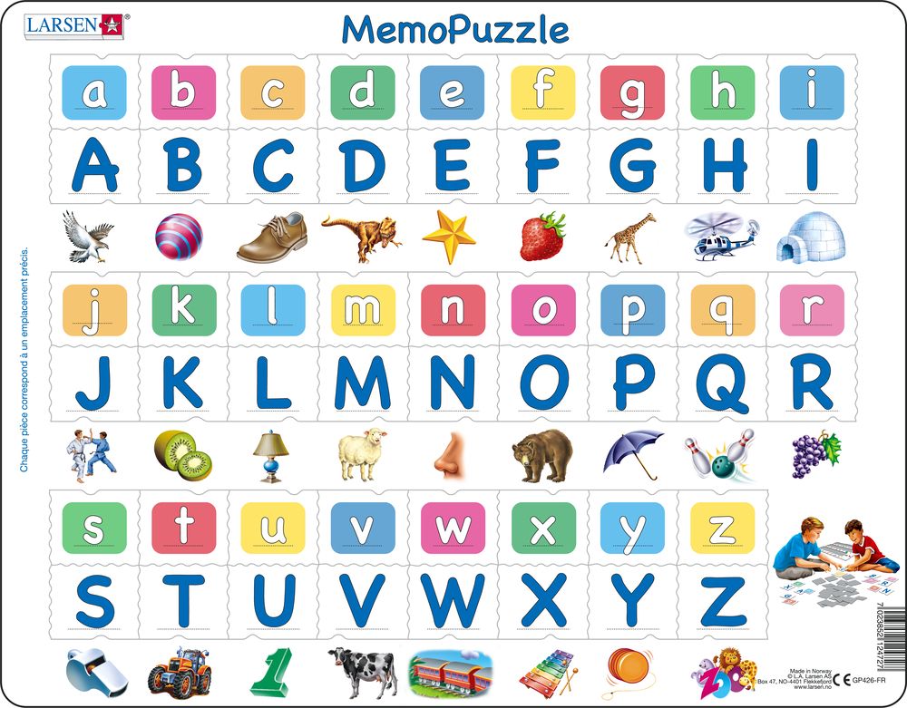 GP426 - MemoPuzzle: The Alphabet with 26 Upper and Lower Case Letters (French)