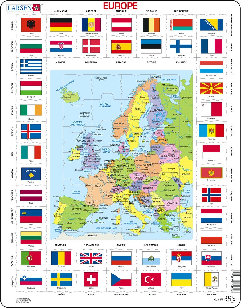 KL1 - Flags and Political Map of Europe (French)