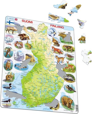 K75 - Finland Physical Map With Animals