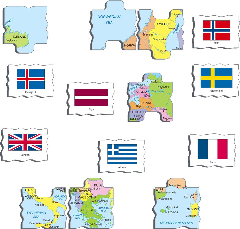 KL1 - Flags and Political Map of Europe (Illustrative image 2)