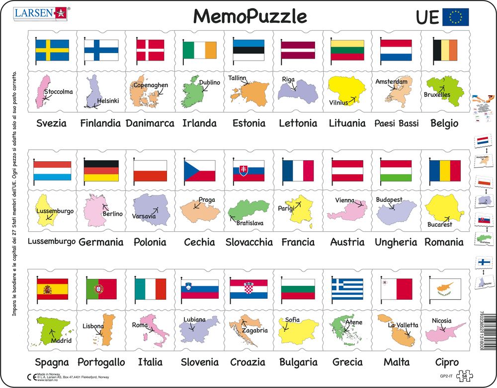GP2 - MemoPuzzle: Names, Flags and Capitals of 27 EU Member States (Italian)