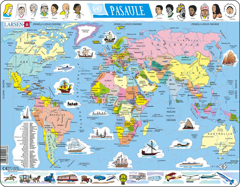 K1 - The World - Political Map (Latvian)