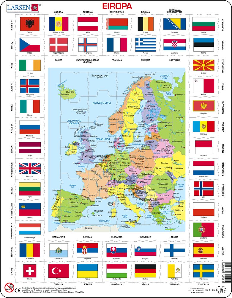 KL1 - Flags and Political Map of Europe (Latvian)