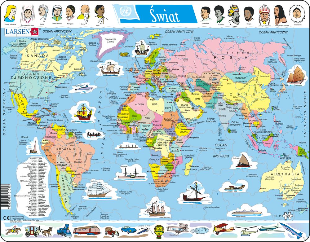 K1 - The World - Political Map (Polish)