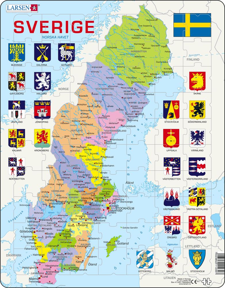 A7 - Sweden Political Map (Swedish)