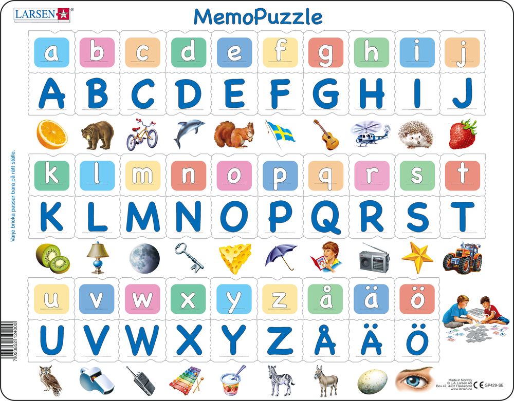GP429 - MemoPuzzle: The Alphabet with 29 Upper and Lower Case Letters (Swedish)