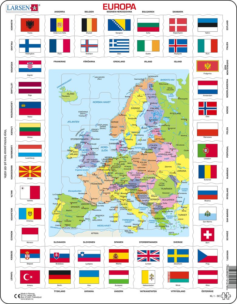 KL1 - Flags and Political Map of Europe (Swedish)