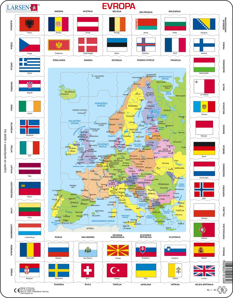 KL1 - Flags and Political Map of Europe (Slovene)