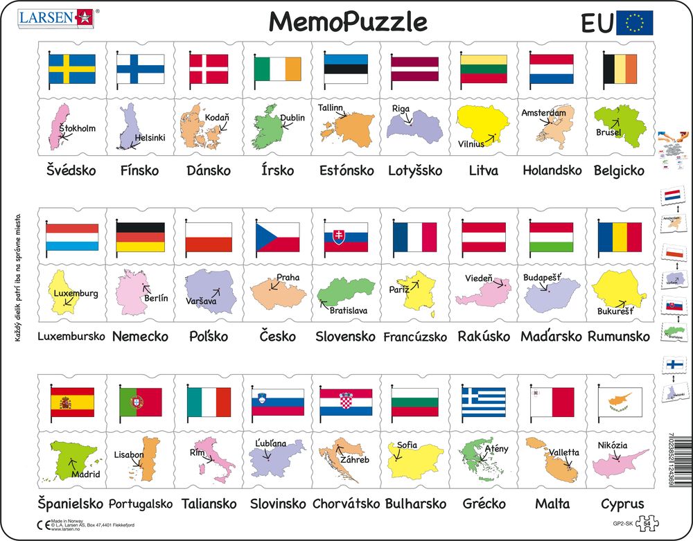 GP2 - MemoPuzzle: Names, Flags and Capitals of 27 EU Member States (Slovak)