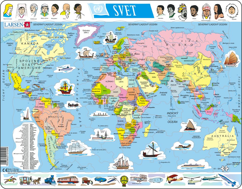 K1 - The World - Political Map (Slovak)