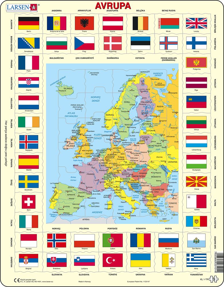KL1 - Flags and Political Map of Europe (Turkish)