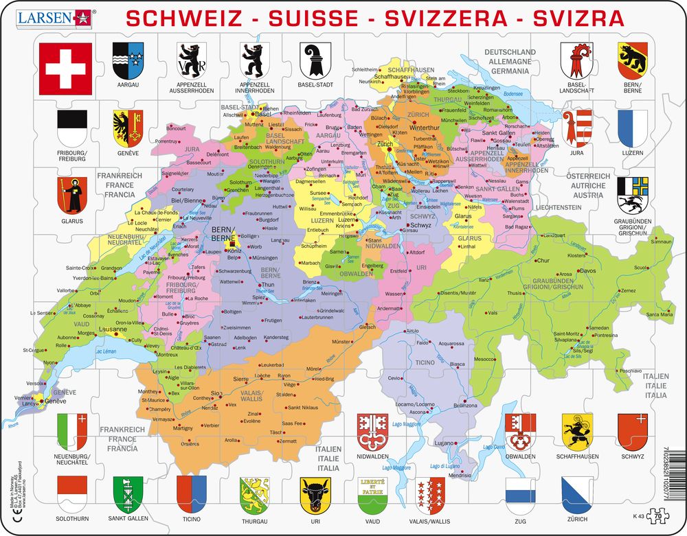 K43 - Switzerland Political Map (Multilingual (Canada/Albanian/Bosnian))