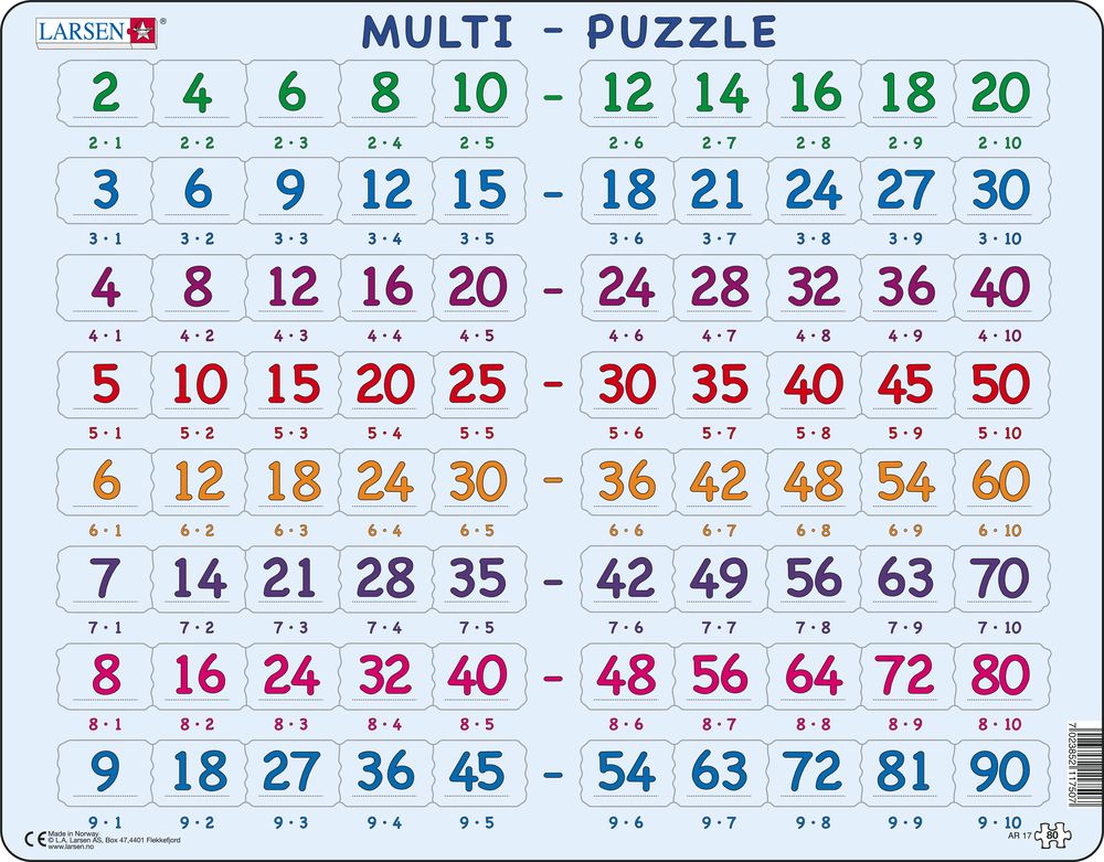 AR17 - Math Puzzle: Multiplication (2 to 9) (Neutral)