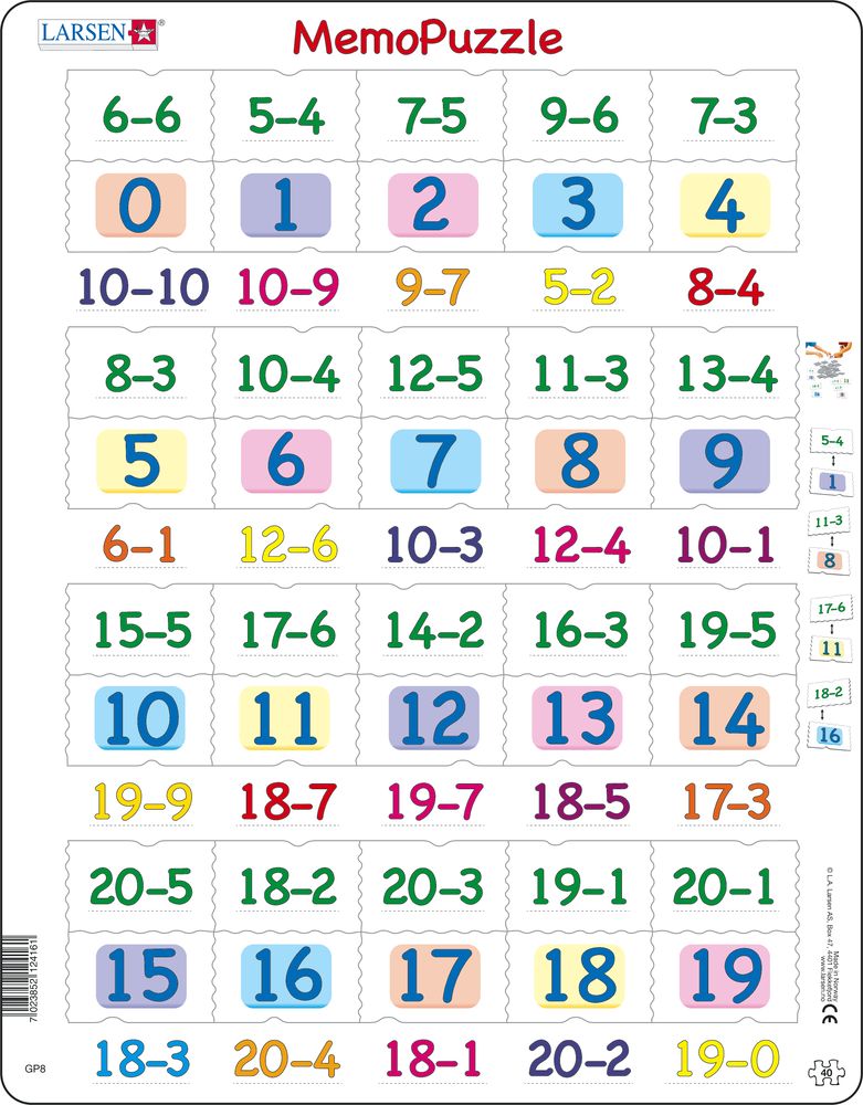 GP8 - MemoPuzzle: Subtraction with Numbers from 0 - 20 (Neutral)
